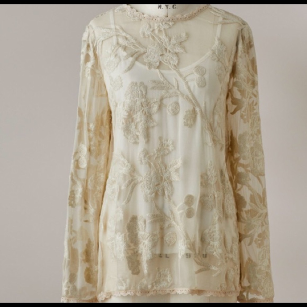 Ivory Romance In Bloom silk top. New from Sundance - Picture 4 of 6